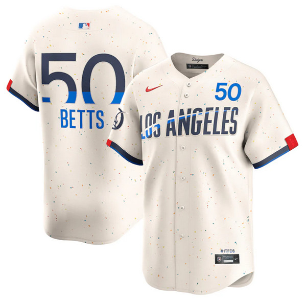 Brooklyn Dodgers #50 Mookie Betts Cream 2024 City Connect Limited Stitched Jersey